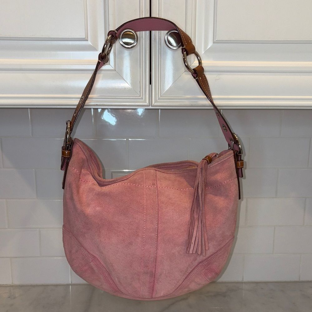 COACH Bag Purse Handbag Soho Y2K Vintage Legacy Suede Leather Pink Hobo Shoulder - Picture 5 of 17